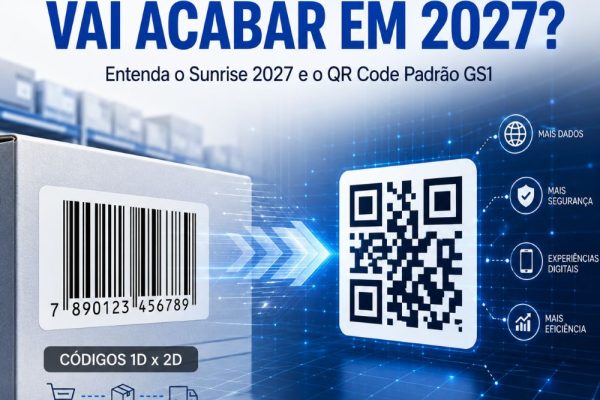 O código de barras vai acabar em 2027? Entenda o Sunrise 2027, o QR Code Padrão GS1, o GS1 Digital Link e como preparar sua empresa.